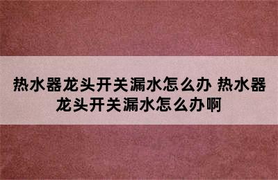 热水器龙头开关漏水怎么办 热水器龙头开关漏水怎么办啊